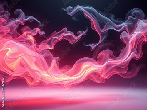 Ethereal waves of smoke, water, and flames in a mesmerizing abstract design, waves, smoke, yan yang, water, abstract photo