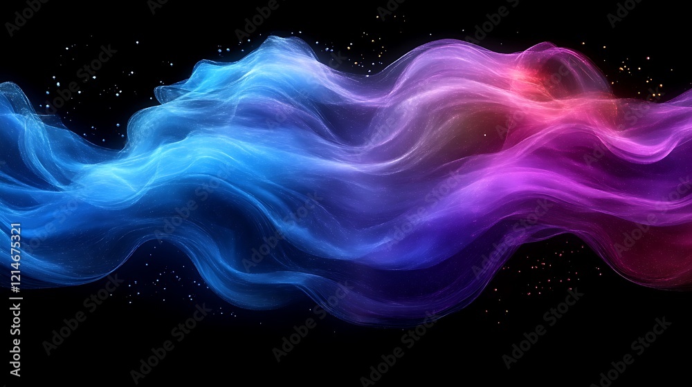 Obraz premium Abstract colorful waves, dark background, design element.