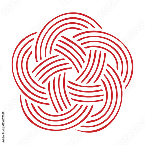 Mizuhiki Knot "Plum Blossom". Japanese Traditional Knot Design Isolated On Transparent Background. Vector Editable.