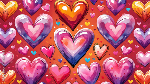 Seamless pattern with heart shape wishing card