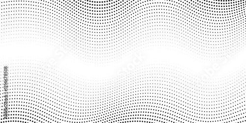 Dot grid pattern vector illustration. Simple black white point background with small and large polka dots. Abstract futuristic dotted mesh with gradient effect. eps 10