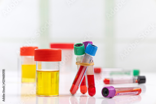 health-care and medicine symbol - Urine Sample and Blood Test