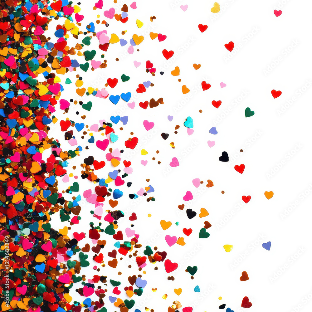 A romantic confetti png cutout, vibrant and colorful with tiny hearts, festive style, isolated on white background A romantic confetti png cutout, vibrant and colorful with tiny hearts, festive style, isolated on white background
