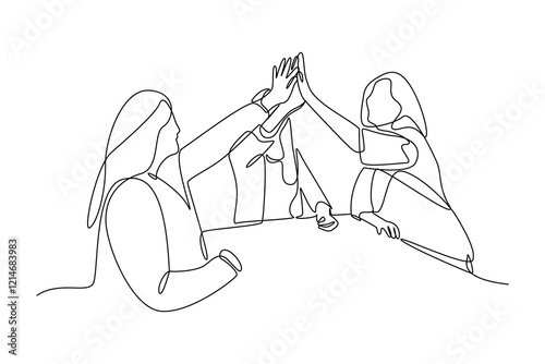 One single line drawing group of Unified teams excel. Trendy teamwork concept continuous line draw design vector illustration
