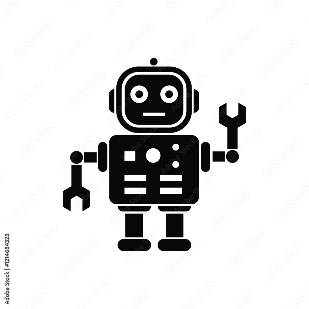 robot icon vector isolated on white background, logo transparent sign, sign and transparent symbol, linear style in outline style robot icon vector isolated on white background, logo transparent sign, sign and transparent symbol, linear style in outline style