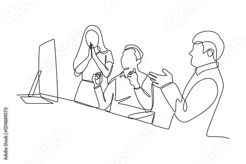 One single line drawing group of teamwork makes miracles. Trendy teamwork concept continuous line draw design vector illustration