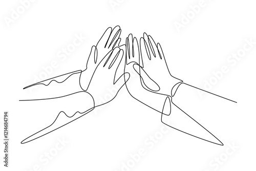 One single line drawing group of Group success prevails. Trendy teamwork concept continuous line draw design vector illustration