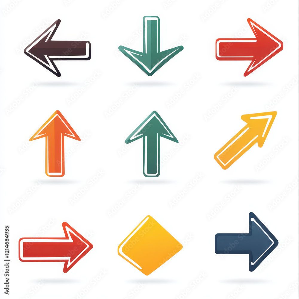 Rounded solid arrow design, soft edges with a modern look, versatile icon set, isolated on white background Rounded solid arrow design, soft edges with a modern look, versatile icon set, isolated on white background