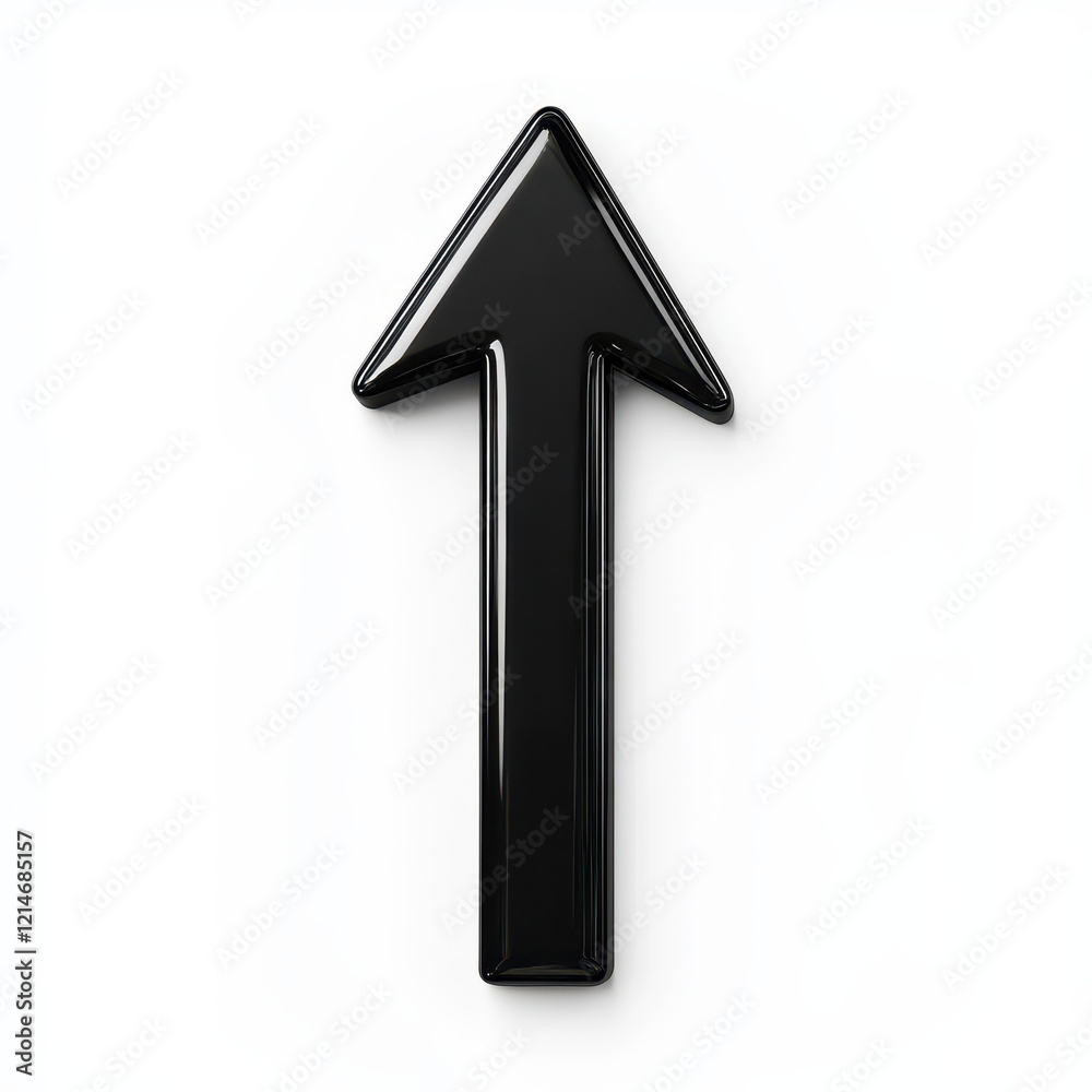Thick-lined upward arrow, strong and bold for emphasis, contemporary design, isolated on white background Thick-lined upward arrow, strong and bold for emphasis, contemporary design, isolated on white background
