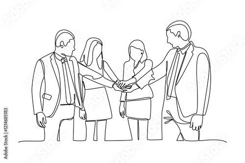 One single line drawing group of Strong teams prevail. Trendy teamwork concept continuous line draw design vector illustration