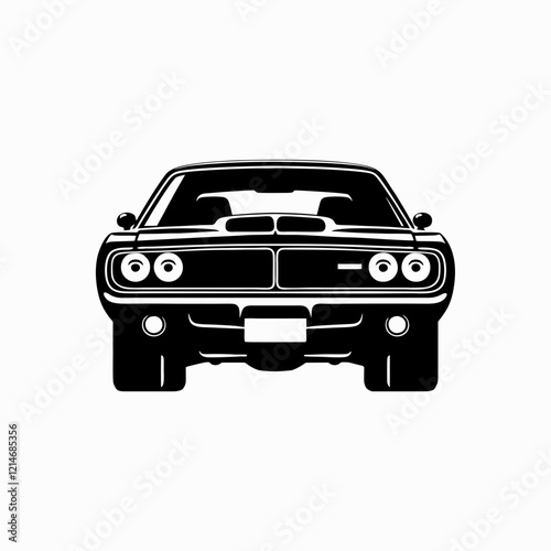 illustration vector of classic muscle car front view
