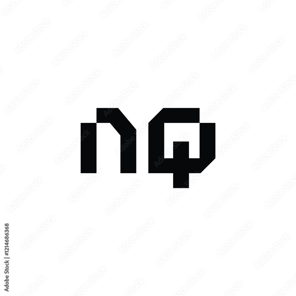 Obraz premium NQ monogram logo design letter text name symbol monochrome logotype alphabet character simple logo