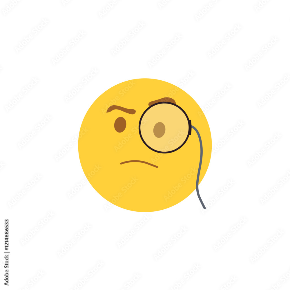 Fototapeta premium Face with Monocle question emoji illustration vector inspection