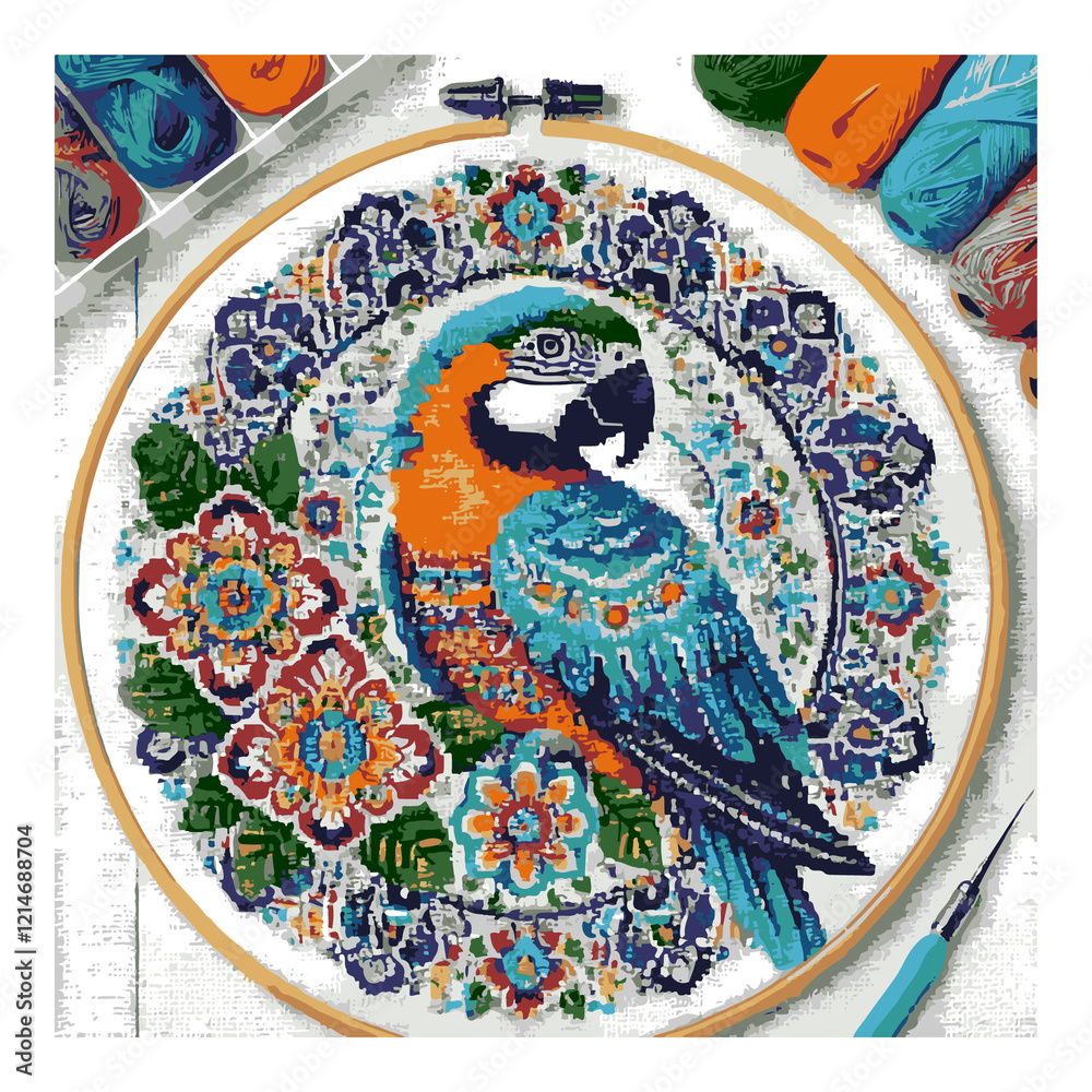 Naklejka premium Beautiful-parrot Cross Stitch Pattern vector illustration 10