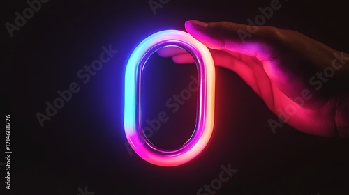 A glowing magnet in a hand. Concept of attracting success and opportunities. 