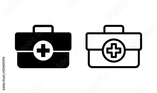 Medical box icon logo design. Medical suitcase sign and symbol. First aid icon