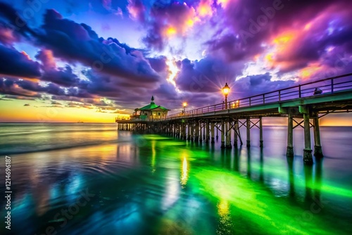 Wallpaper Mural Surreal Malibu Pier Sunset: Dreamlike Beachscape with Ethereal Glow Torontodigital.ca
