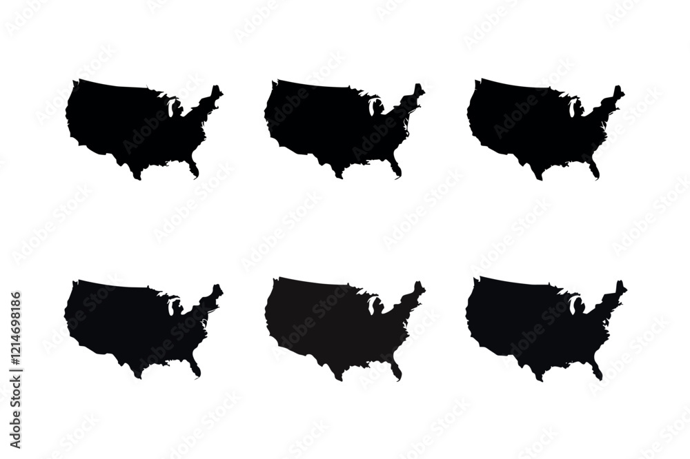 Black Silhouette of the United States Map Black Silhouette of the United States Map