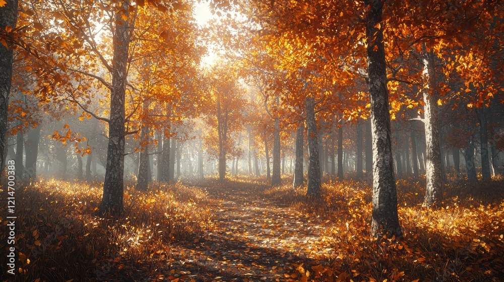 Obraz premium A dreamy autumn forest scene