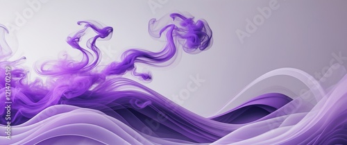 Abstract Purple Smoke Swirls and Waves Design.