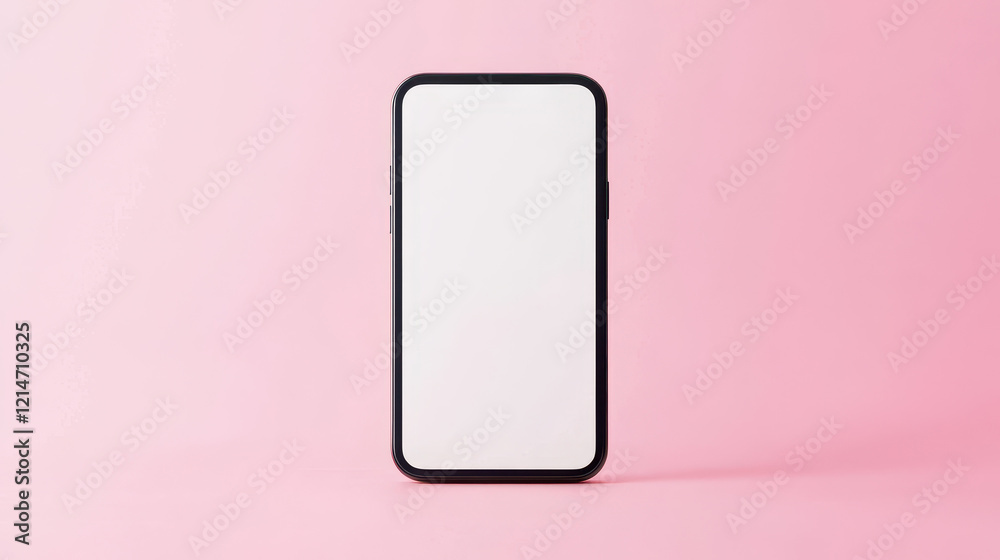 Modern smartphone with blank screen on pink background Modern smartphone with blank screen on pink background