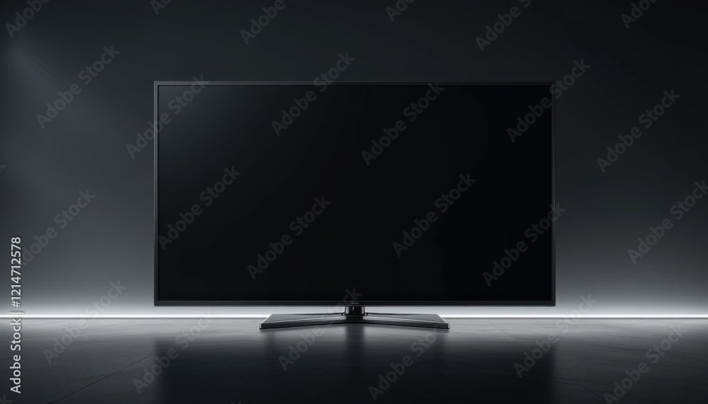 Modern minimalist TV on a dark background with floor lights and elegant design Modern minimalist TV on a dark background with floor lights and elegant design