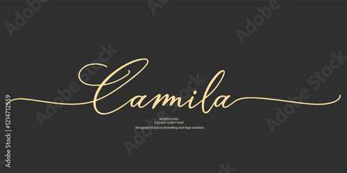 Elegant serif font "Camila" crafted for luxury branding and logo creation. This minimal and classic typeface blends vintage-inspired typography with timeless sophistication