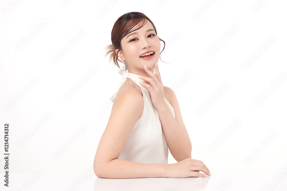 Beautiful young asian woman with clean fresh skin on white background, Face care, Facial treatment, Cosmetology, beauty and spa, Asian women portrait. Beautiful young asian woman with clean fresh skin on white background, Face care, Facial treatment, Cosmetology, beauty and spa, Asian women portrait.