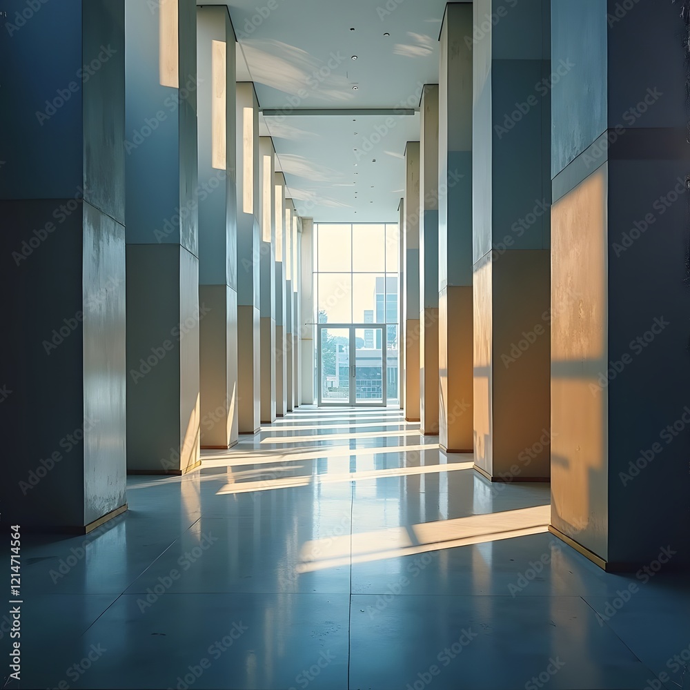 Obraz premium Ethereal Illumination Abstract Light Patterns in Modern Architecture