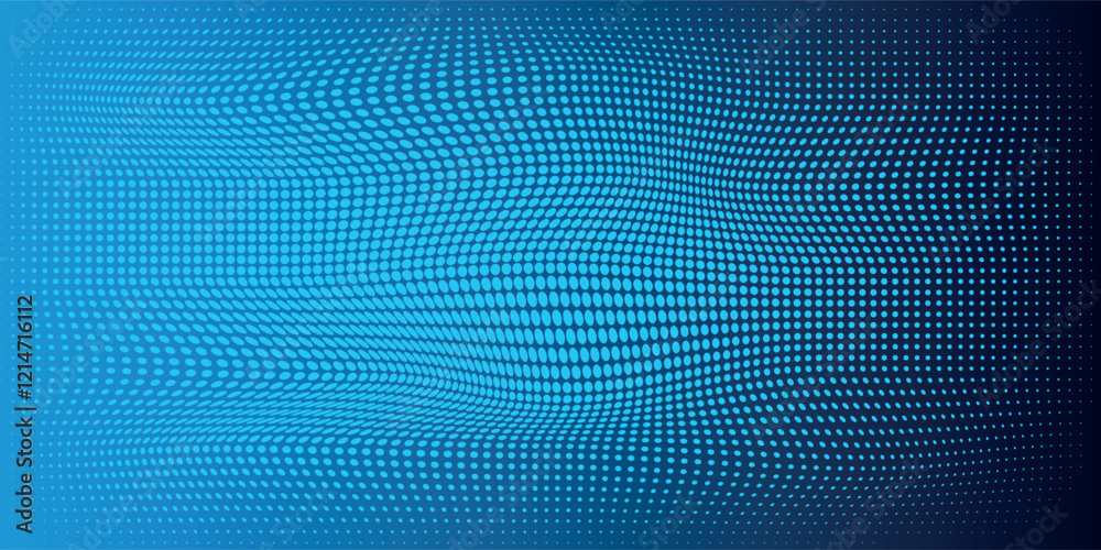 Fototapeta premium Wave of particles on dark background. Technology backdrop. Pattern for presentations. Vector illustration