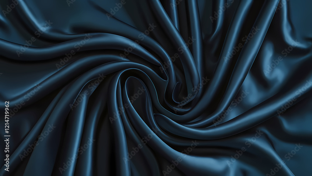 Obraz premium An Abstract Dark Blue Silk Satin Material Featuring a Deep Navy Blue With Elegant, Wavy Folds That Create a Sense of Movement and Depth - Digital Art