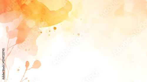 A sophisticated card design with a sunny yellow watercolor background, transitioning seamlessly from warm amber to soft pastel hues. Light splashes and brushstroke patterns create depth, while the