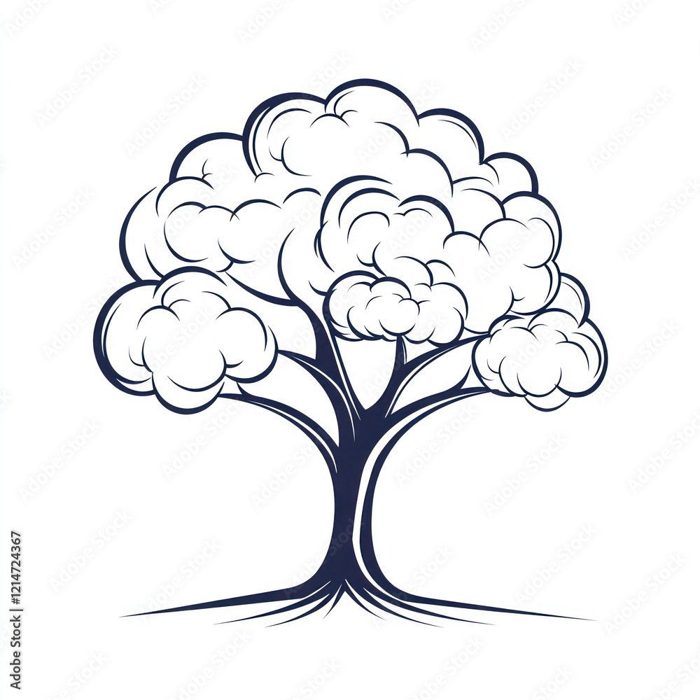 Fototapeta premium Stylized tree illustration, white background, nature design, logo concept