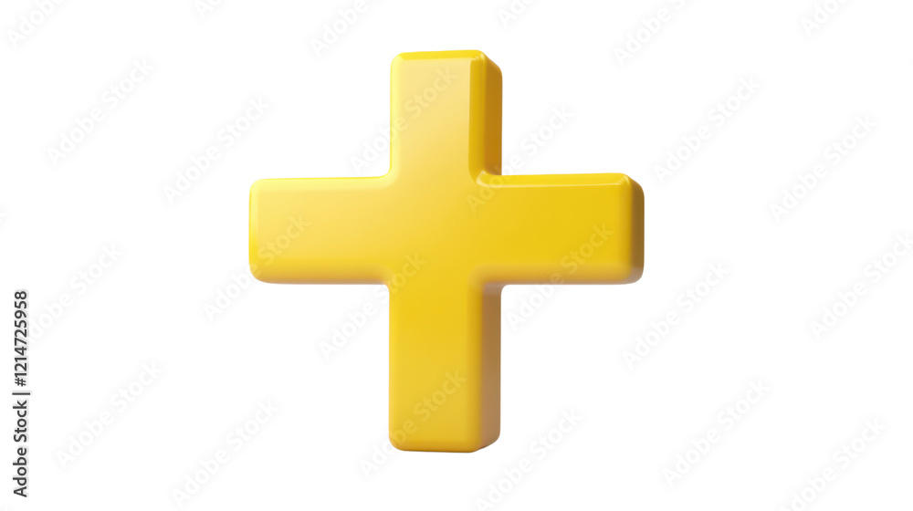 Fototapeta premium Yellow cross isolated on white background 
