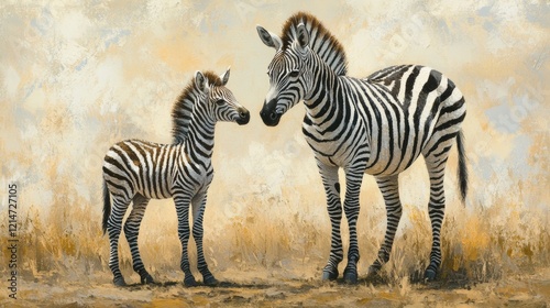 Close-up of baby plains zebra beside mother