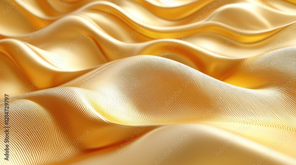Elegant Golden Silk Fabric with Smooth Drapery and Subtle Pattern Elegant Golden Silk Fabric with Smooth Drapery and Subtle Pattern