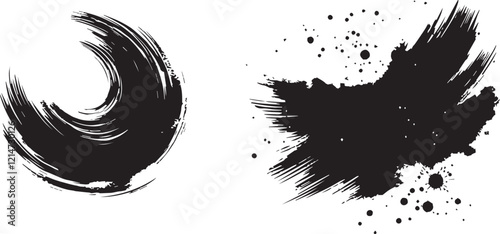 Black  brush stroke isolated  silhouette vector