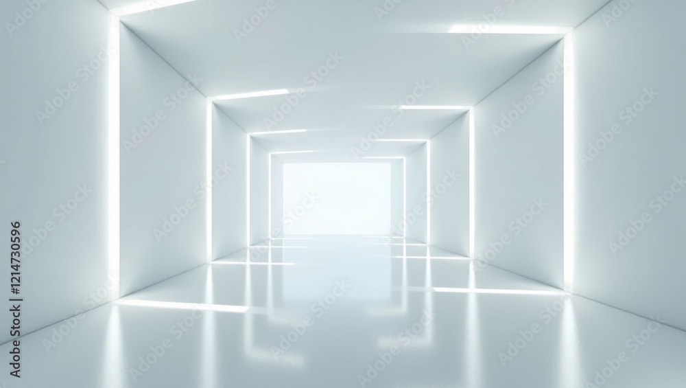 Futuristic minimalist hallway with white walls and soft lighting. Ideal for modern architecture, interior design, and technology-related content. Futuristic minimalist hallway with white walls and soft lighting. Ideal for modern architecture, interior design, and technology-related content.