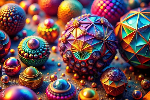 Vibrant 3D Abstract Shapes: Macro Photography for Mobile Wallpaper
