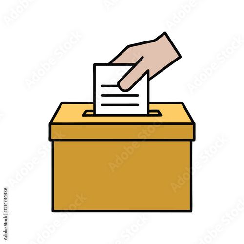Hand Casting Vote in Ballot Box Design vector design.