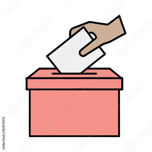 Hand Casting Vote in Ballot Box Design vector design.