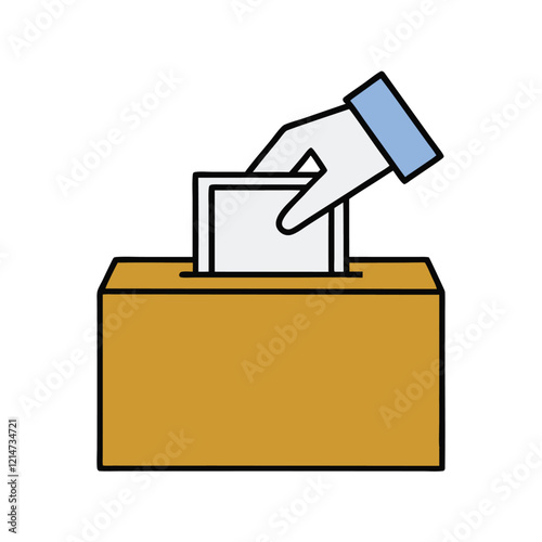 Hand Casting Vote in Ballot Box Design vector design.