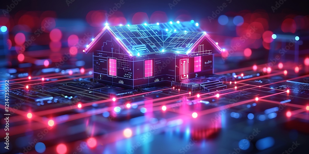 Obraz premium Modern smart home components management system, Generative AI 