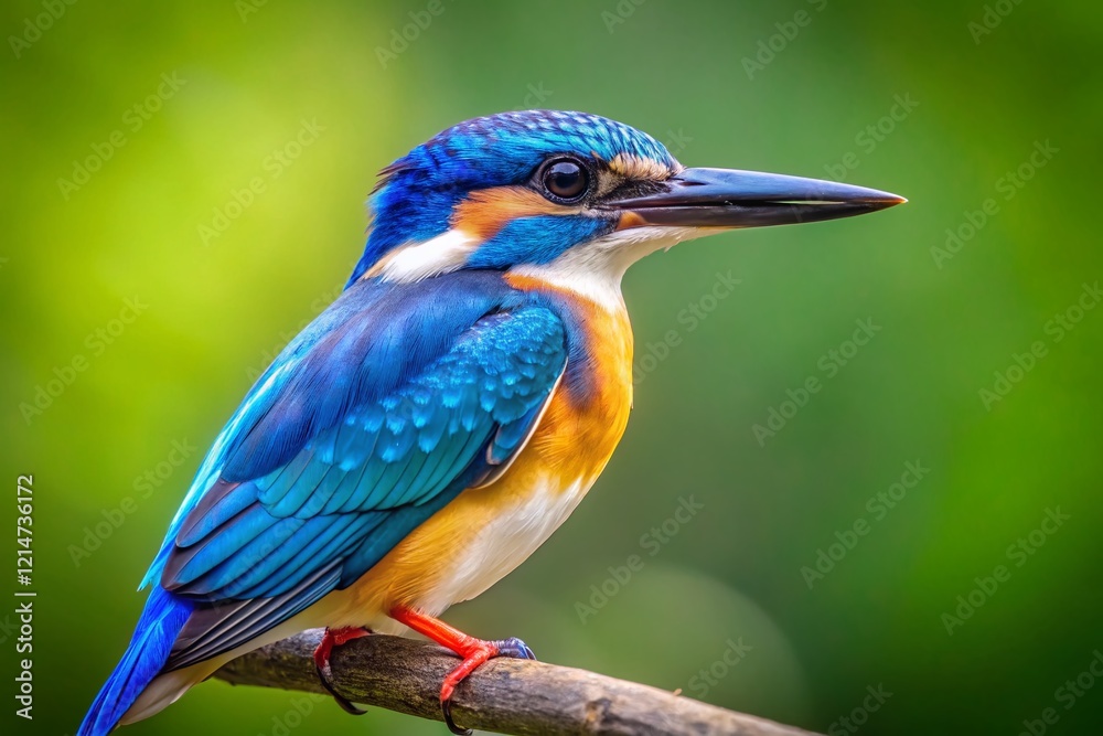Vibrant Collared Kingfisher Perched on Branch, Close-up Product Photography Vibrant Collared Kingfisher Perched on Branch, Close-up Product Photography