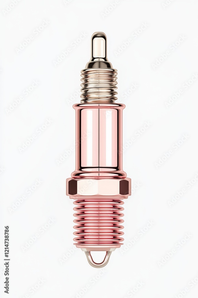 A detailed close-up of a spark plug, showcasing its intricate design and metallic finish, essential for engine performance and durability. A detailed close-up of a spark plug, showcasing its intricate design and metallic finish, essential for engine performance and durability.