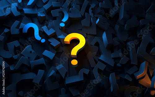 Question marks with a blue background and light glowing effects.