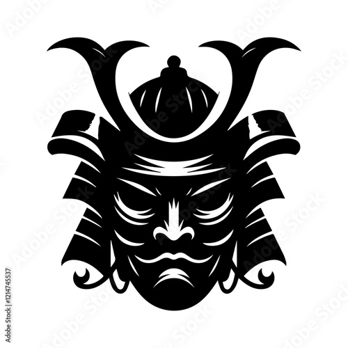 samurai mask illustration flat design photo