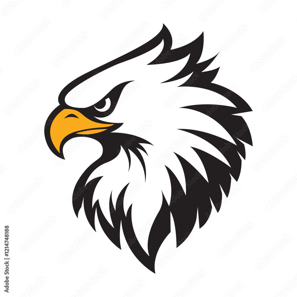Obraz premium eagle head profile black white yellow logo v6