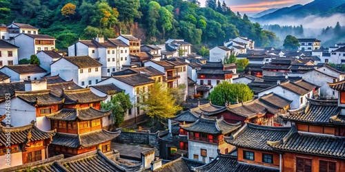 Ancient Jiangwan Town, Wuyuan County, China: Traditional Tang Dynasty Architecture in Residential Area photo