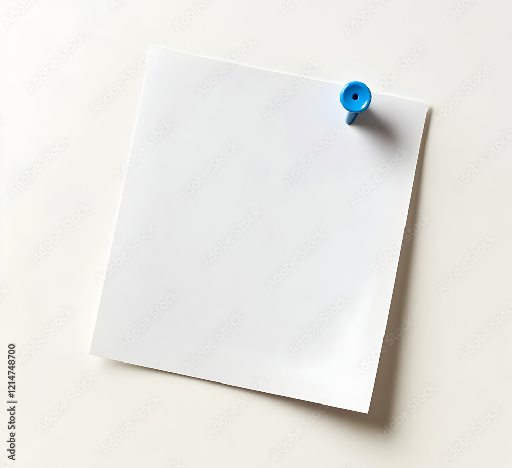 Blank White Note, Pinned on White Background Blank White Note, Pinned on White Background